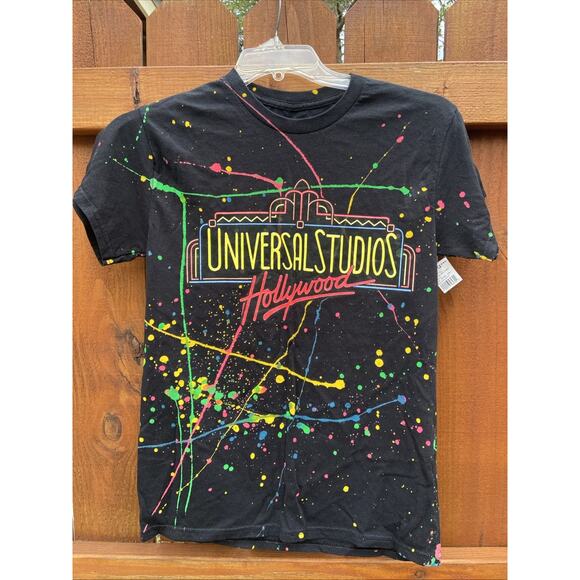 Universal Studios Hollywood Retro Logo Splatter Paint Crewneck Tshirt Small NEW - Picture 1 of 5